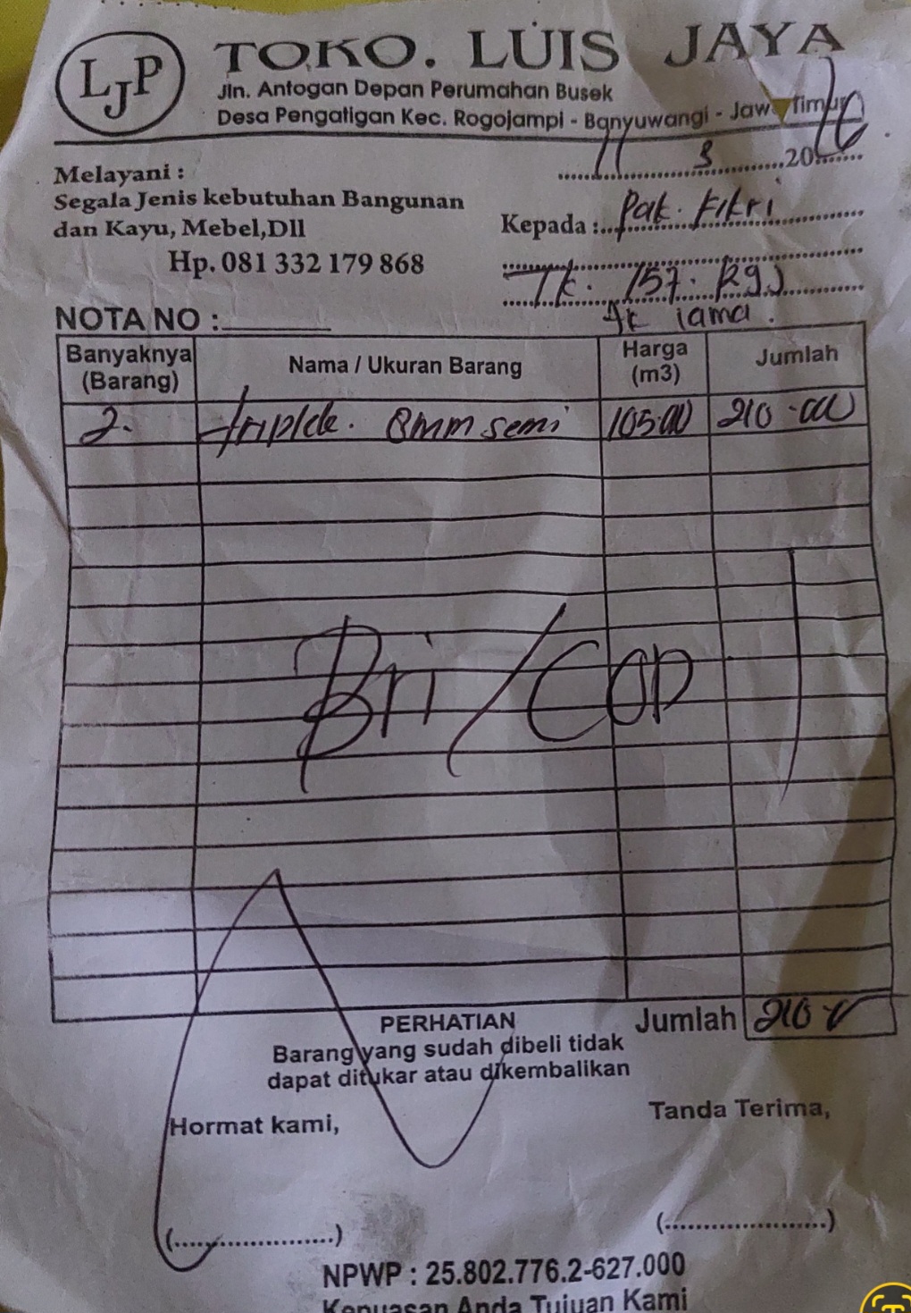 Bukti Kuitansi