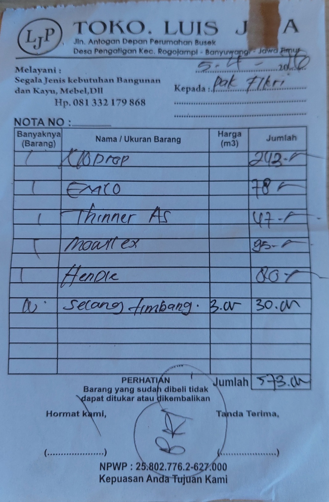 Bukti Kuitansi