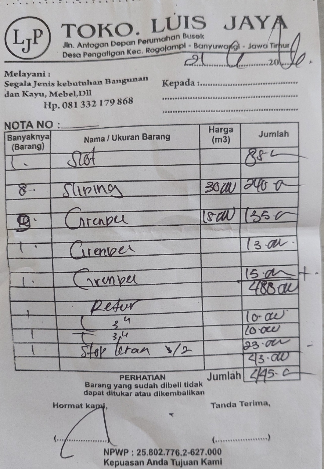 Bukti Kuitansi